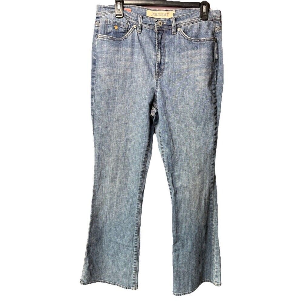 Jeanstar Belle Flare Jeans Womens 12 Medium Wash Blue Denim High Rise Stretch - Picture 2 of 12